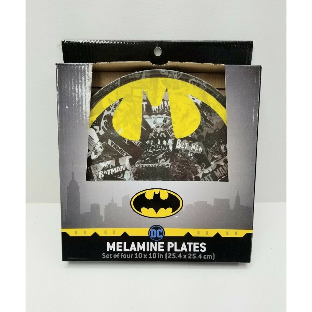 Batman Plates Melamine DC Set Of 4 10x10 Brand New A4